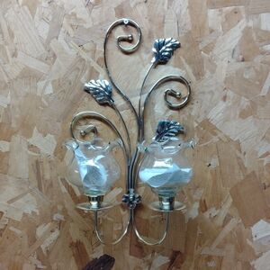 Elegant Gold and Silver Wall Sconce Votive Extra Glass